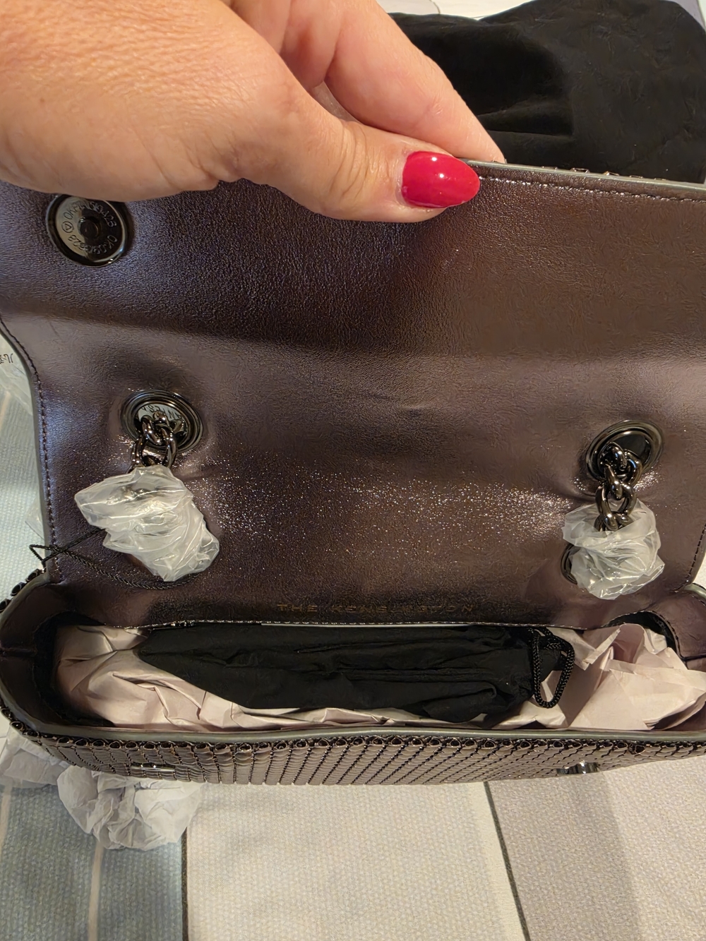 Kurt Geiger Metallic Plum Chain Crossbody Bag